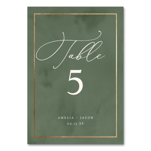 Elegant donkergroen Waterverf bruiloft script Kaart (Voorkant)