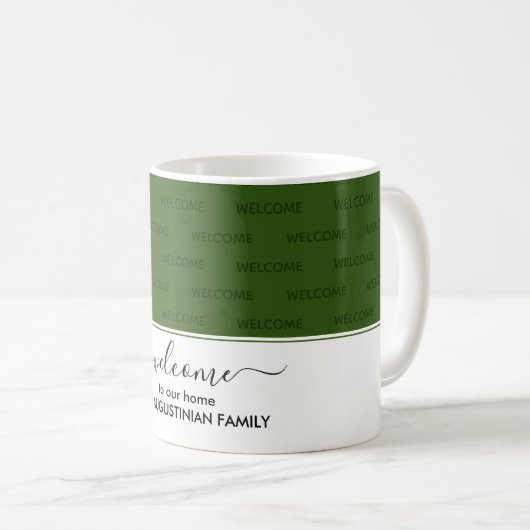 Elegant Donkergroen WELKOM AAN ONZE Gast Koffiemok (Voorkant rechts)
