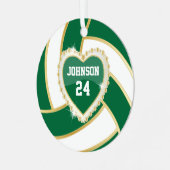 Elegant Donkergroen, wit en goudvolleybal Metalen Ornament (Voorkant links)