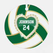 Elegant Donkergroen, wit en goudvolleybal Metalen Ornament (Achterkant)