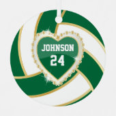 Elegant Donkergroen, wit en goudvolleybal Metalen Ornament (Voorkant)