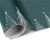 Elegant Donkergroen Wit Kerstbomen Patroon Cadeaupapier (Rol Hoek)