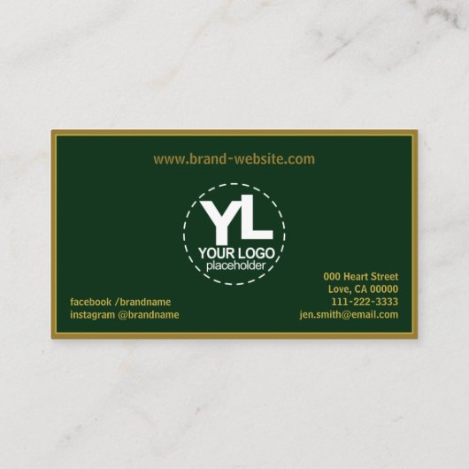 Elegant Donkergroen zwart, aangepast monogram en L Visitekaartje (Achterkant)