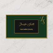 Elegant Donkergroen zwart, aangepast monogram en L Visitekaartje (Voorkant)