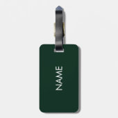 Elegant donkergroene aangepaste tekstmonogram bagagelabel (Achterkant verticaal)