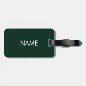 Elegant donkergroene aangepaste tekstmonogram bagagelabel (Achterkant horizontaal)