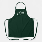 Elegant donkergroene initiaal van het de monogram schort (Voorkant)