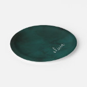 Elegant donkergroene Waterverf monogram papier Papieren Bordje (Gekanteld)