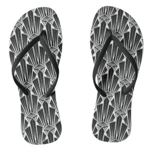 Elegant donkerkunstdeco abstracte geometrische ele teenslippers