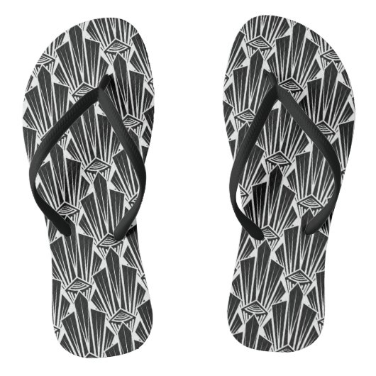 Elegant donkerkunstdeco abstracte geometrische ele teenslippers (Voetbed)