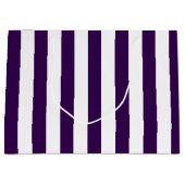 Elegant donkerpaars en wit gestreept patroon groot cadeauzakje (Voorkant)