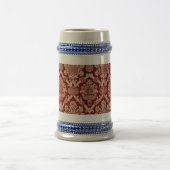 Elegant Donkerrood Beige Damast Weave Bierpul (Center)