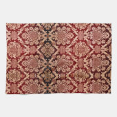 Elegant  Donkerrood Beige Damast Weave Theedoek (Horizontaal)