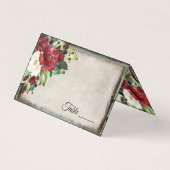 Elegant Donkerrood Bloemen Gothic Bruiloft Plaatsk Kaart (Voorkant)