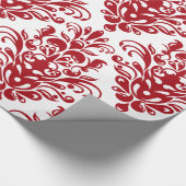 Elegant donkerrood  damast patroon cadeaupapier (Hoek)