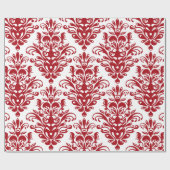 Elegant donkerrood  damast patroon cadeaupapier (Vlak)