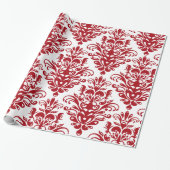 Elegant donkerrood  damast patroon cadeaupapier (Uitgerold)