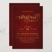 Elegant donkerrood en goud kerstfeest kaart (Voorkant / Achterkant)