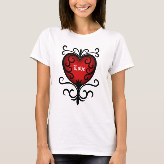 elegant donkerrood gotisch hart t-shirt (Voorkant)