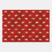 Elegant donkerrood goud folie Kerstmis poinsettias Inpakpapier Vel (Voorkant 2)