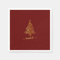 Elegant Donkerrood & Gouden Kerstboom Noel