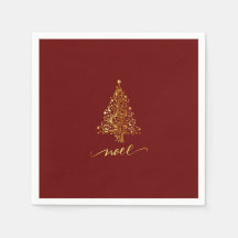 Elegant Donkerrood & Gouden Kerstboom Noel