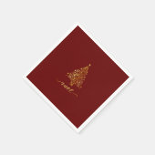 Elegant Donkerrood & Gouden Kerstboom Noel Servet (Hoek)