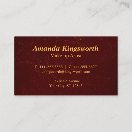 Elegant donkerrood met gouden scriptprofessionele  visitekaartje (Achterkant)