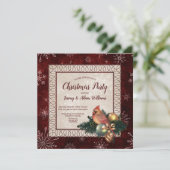 Elegant donkerrood met kardinaal kerstfeest kaart (Staand voorkant)