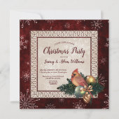 Elegant donkerrood met kardinaal kerstfeest kaart (Voorkant)