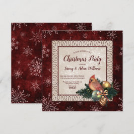 Elegant donkerrood met kardinaal kerstfeest kaart