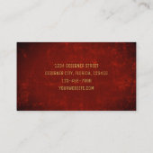Elegant Donkerrood Textuur Goud Zwart Land Rustiek Visitekaartje (Achterkant)