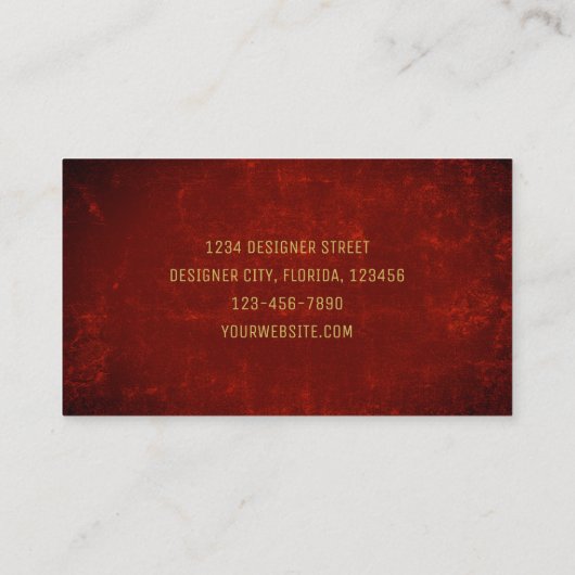 Elegant Donkerrood Textuur Goud Zwart Land Rustiek Visitekaartje (Achterkant)