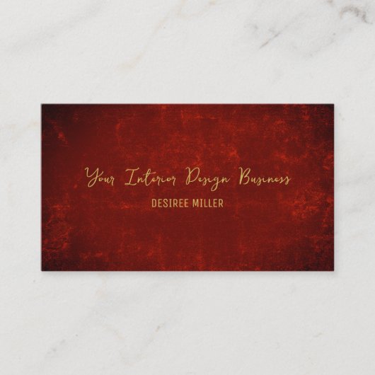 Elegant Donkerrood Textuur Goud Zwart Land Rustiek Visitekaartje (Voorkant)