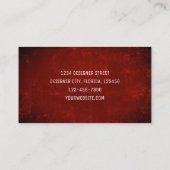 Elegant Donkerrood Textuur Landelijk Rustiek Visitekaartje (Achterkant)