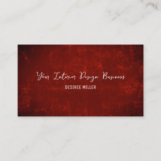 Elegant Donkerrood Textuur Landelijk Rustiek Visitekaartje (Voorkant)