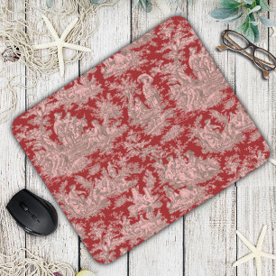 Elegant donkerrood vintage Frans Toile De Jouy Muismat