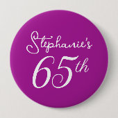 Elegant Donkerroze Monogram 65e Verjaardagsfeest Ronde Button 4,0 Cm (Voorkant)