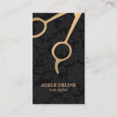 Elegant donkerzwart, zwarte kant, goudschaar, haar visitekaartje (Voorkant)