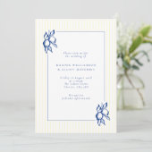 Elegant Doodle Blue Lemons & Stripes Wedding Kaart (Staand voorkant)