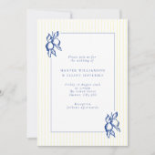 Elegant Doodle Blue Lemons Wedding Kaart (Voorkant)