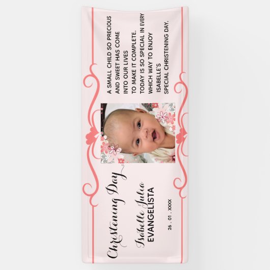 Elegant DOOPDAG Event Pink Party Spandoek (Verticaal)