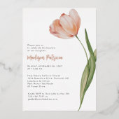 Elegant doopperzik Bloemen Tulp Roos Goud Folie Uitnodiging (Voorkant)