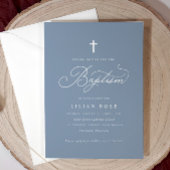 Elegant doopschrift Cross Dusty Blue Kaart
