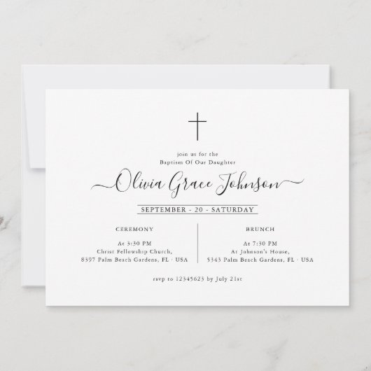 Elegant doopscript Baby Fotodoop Kaart (Achterkant)