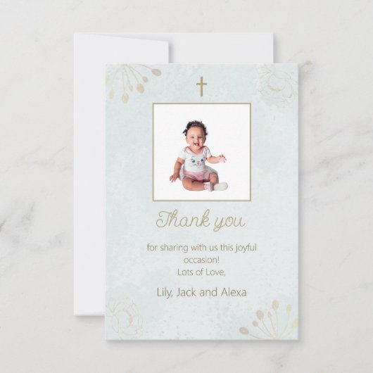 Elegant doopsel bedankkaart voor Baby (Voorkant)