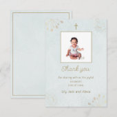 Elegant doopsel bedankkaart voor Baby (Voorkant / Achterkant)
