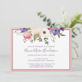 Elegant doopsel Blush roze en Paarse meisje Kaart (Staand voorkant)