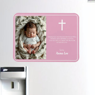 Elegant doopsel Dusty Pink Bedankt Foto Magneet