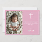 Elegant doopsel Fotocollage Dusty Pink Bedankkaart (Voorkant)